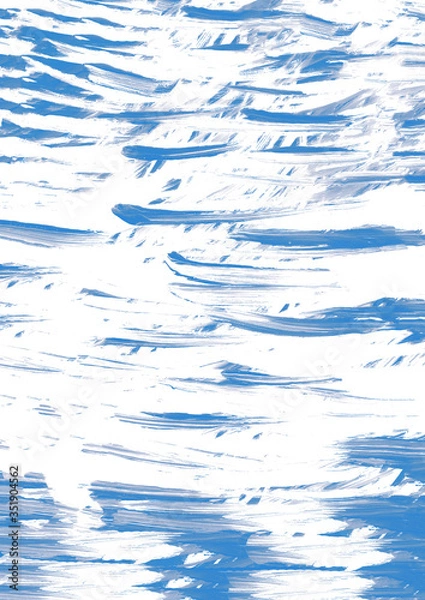 Fototapeta Blue and white strokes. Handmade gouache texture. Element for design.