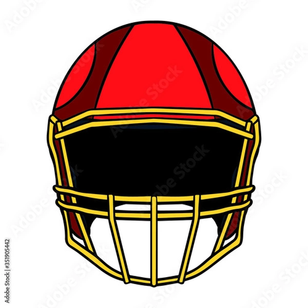 Fototapeta Vector illustration of a red american football helmet from the front.