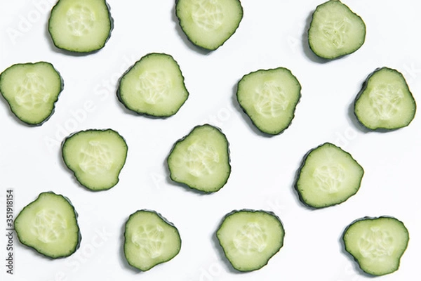 Fototapeta Cucumber slice background. Top view