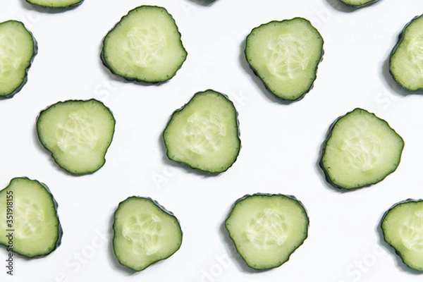 Fototapeta Cucumber slice background. Top view