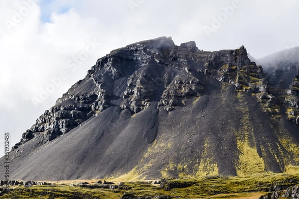 Obraz Nature view in Iceland. Black lava mountain view with no people around.