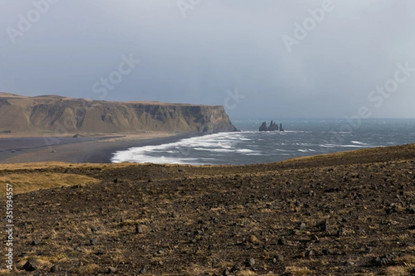 Obraz Nature view in Iceland. Black sand beach view from a mountain
