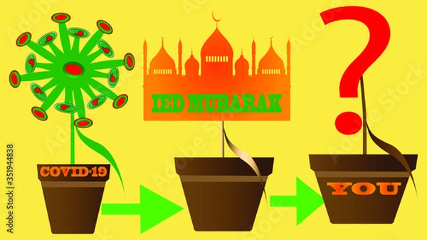 Obraz vector illustration of covid-19 (corona virus),go to ied mubarak,and what happen to you ?