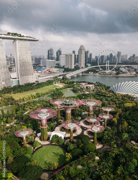 Obraz Aerial view of Gardens by the Bay in Singapore.