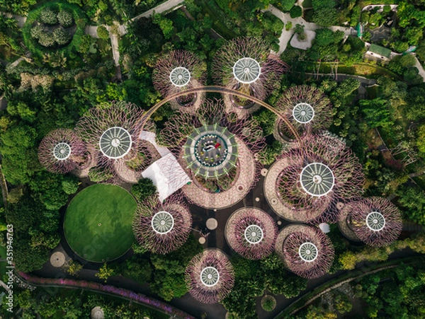 Obraz Aerial view of Gardens by the Bay in Singapore.