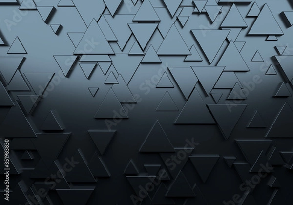 Fototapeta Random Black Triangular 3D Panels on the Wall