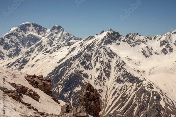 Obraz High mountains landscape with clean blue sky