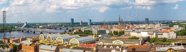 Fototapeta Panoramic aerial view of Riga