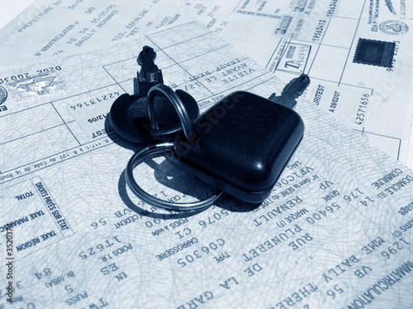 Obraz carte grise et clefs