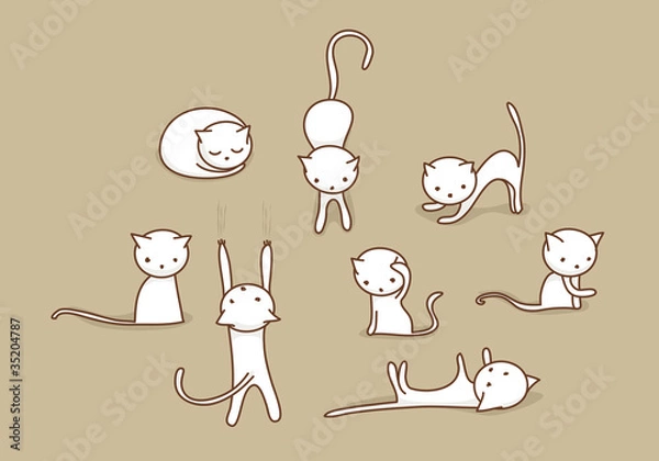 Obraz White cat set
