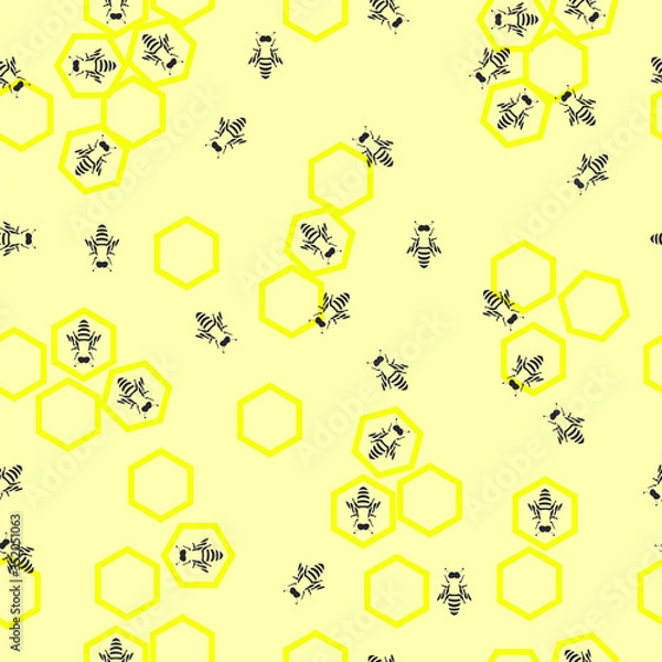 Obraz Cute Bees Vector Pattern Seamless