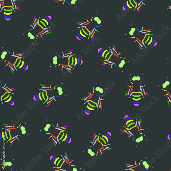 Obraz Cute Colored Bees Kids Pattern Seamless