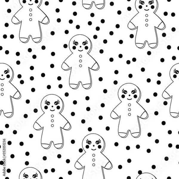 Obraz Cute Gingerbread Man Kids Pattern Seamless