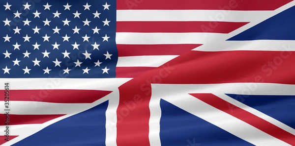 Obraz US - UK - Flagge