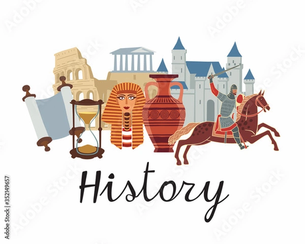 Obraz History icon. A set of subjects for designating school discipline. Vector color graphics