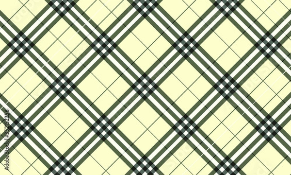 Fototapeta Yellow Diagonal Burberry Style Tartan Pattern - Textile - Background - Wallpaper