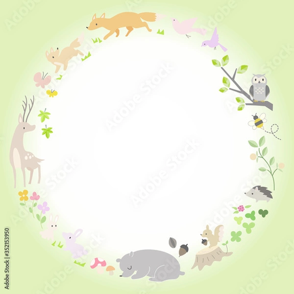 Obraz シンプルな森の動物のフレーム