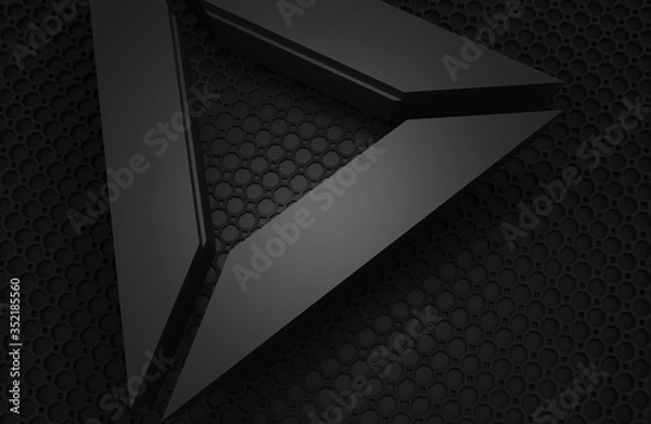 Fototapeta Close up triangle shape in dark scene 3d rendering abstract wallpaper background