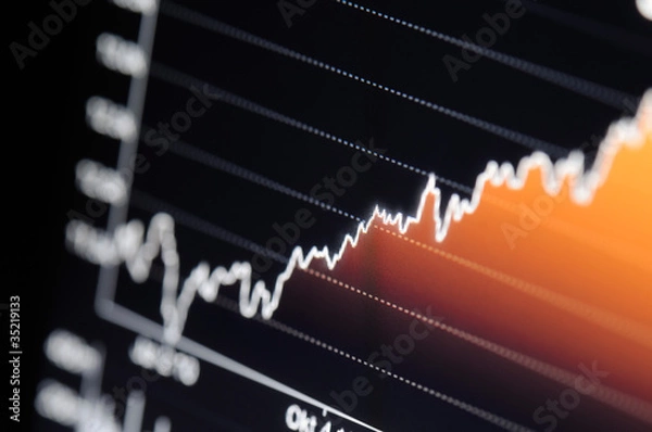 Obraz A stock market graph on a high resolution LCD screen.