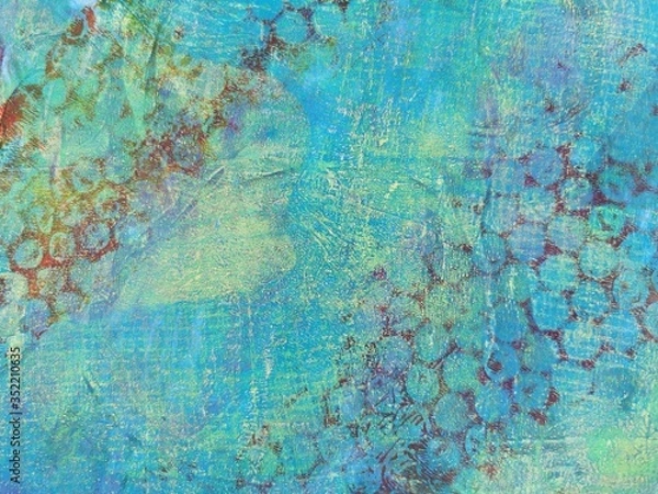 Fototapeta turquoise nap structure monoprint