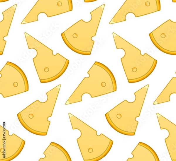 Fototapeta Cheese seamless pattern on white background. Print for textile, decor, site.