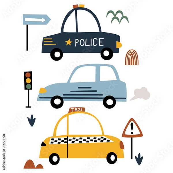 Obraz nursery poster with transport - vector illustration, eps