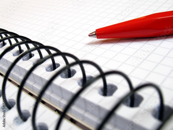 Obraz notebook and pen close-up