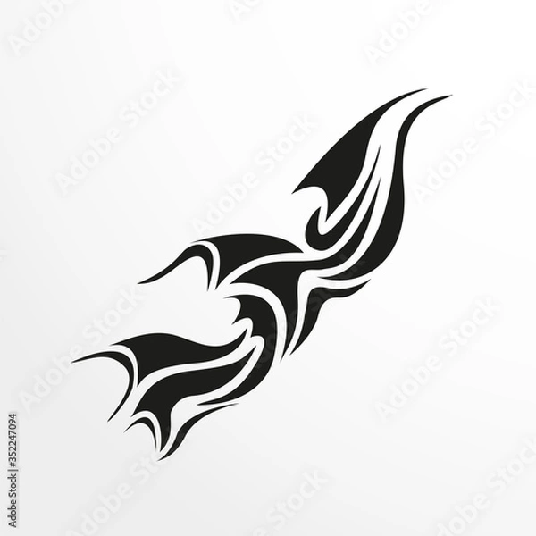 Obraz Black-white pattern for a tattoo on a light background. Vector illustration.