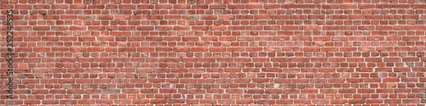 Fototapeta Panorama starego muru z czerwonej cegły jako tło lub tekstura