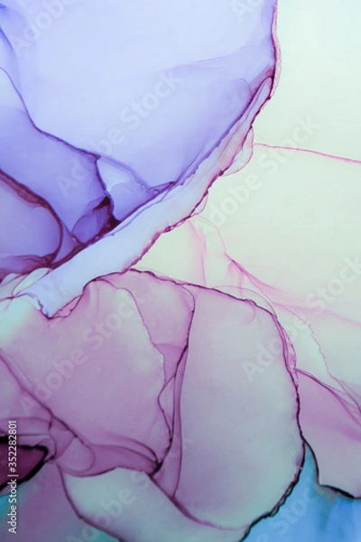 Fototapeta Abstract fluid art in alcohol ink painting technique.