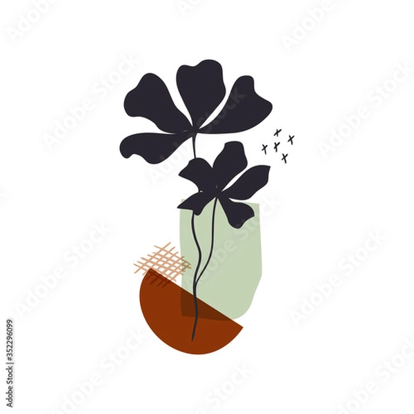 Obraz Abstract floral art vector leaves background. Hand draw leaves