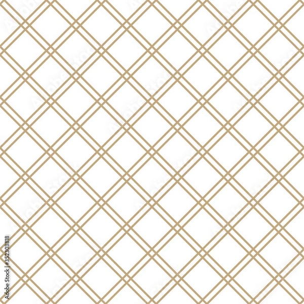 Fototapeta Seamless simple gold geometric pattern. Vector linear modern texture.