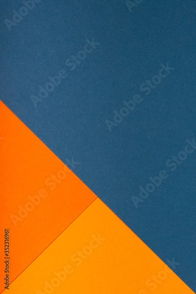 Obraz Abstract geometric paper background. Trendy blue and orange colors, active lines.