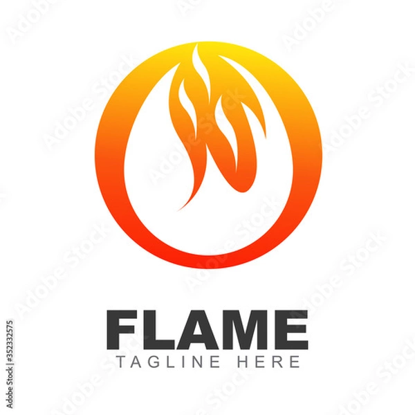 Obraz Fire flame logo design round shape template. Heat burn blaze illustration symbol of hot, energy, burn, and passion. Vector icon graphic illustration for element emblem torch, brand oil and gas company