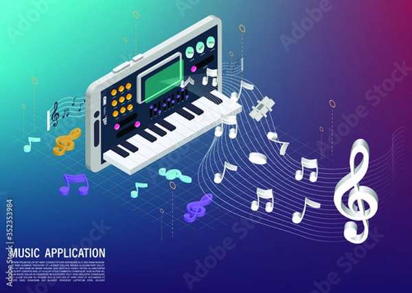 Obraz Musical Instrument on cellphone application 3D