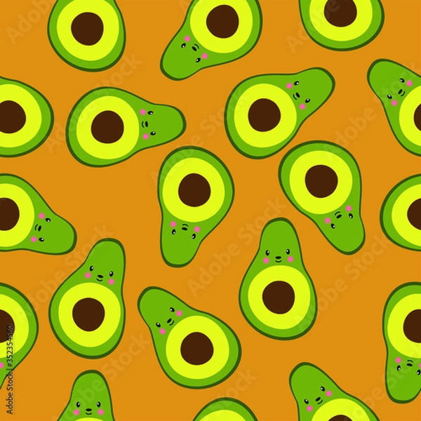 Obraz Cute Cartoon Avocado Kids Pattern Seamless