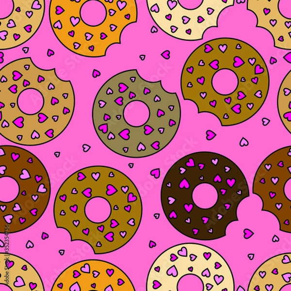 Obraz Cute Cartoon Donuts Kids Pattern Seamless