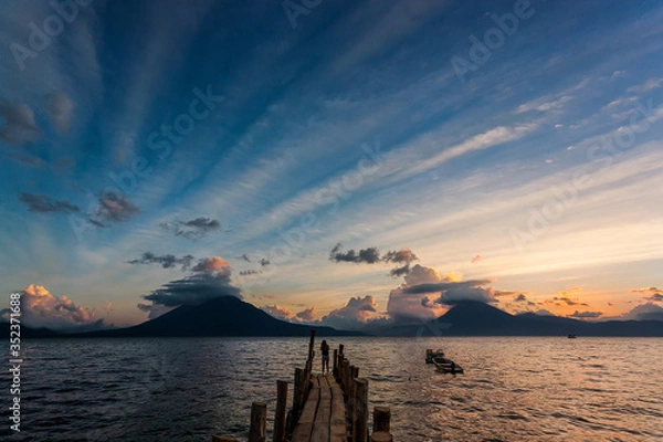 Obraz The magic of a sunset on Lake Atitlan