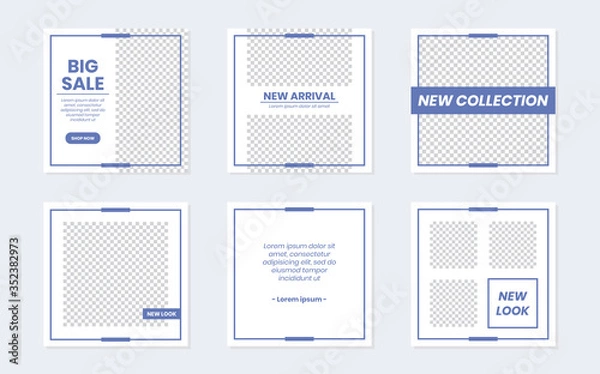 Obraz Slides Abstract Unique Editable Modern Social Media Elegant Minimalist Blue Banner Template. Anyone can use This Design Easily. Promotional web banner for social media post. Vector Illustration.