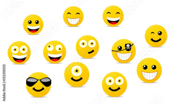 Obraz Smile icons set vector illustration