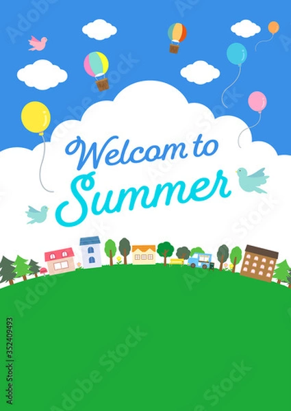 Fototapeta 家と自然のある風景（夏）