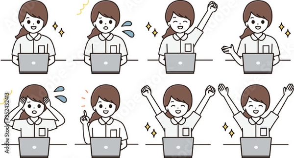 Obraz 看護師 パソコン イラスト セット