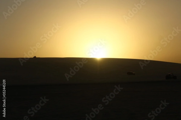 Obraz sunset, desert dunes, qatar