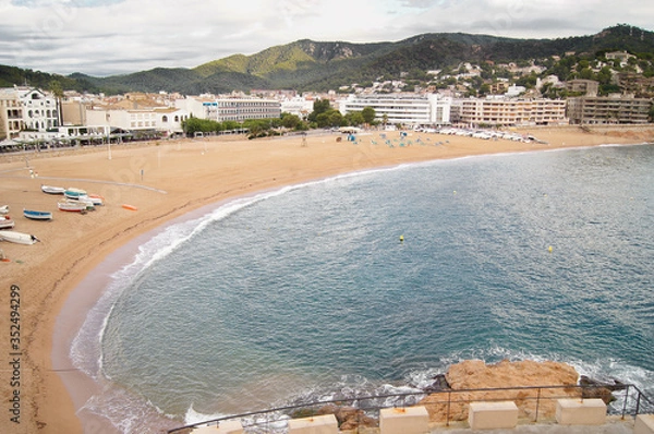 Obraz Empty beach at Tossa De Mar, Costa brava, Spain due to the coronavirus emergency ordinance, lockdown, quarantine day