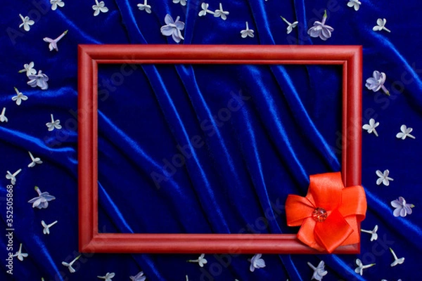 Obraz frame lie on blue velvet