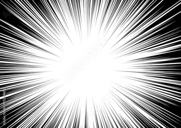 Fototapeta Black-white contrast Background of rays arranged in a circle. Illustration of a flash or glare. Concentration in the center of the composition. For various graphic designs. Vector illustration