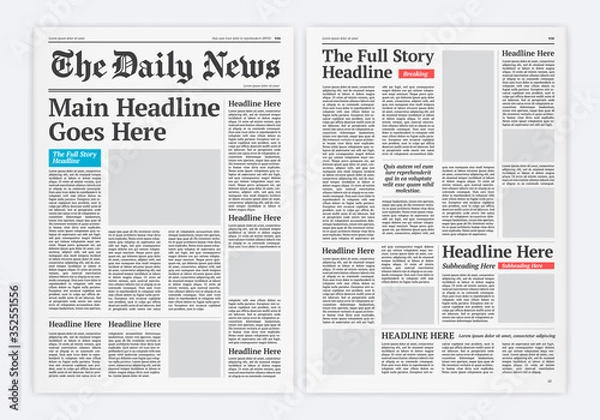 Fototapeta Graphical Layout Newspaper Template