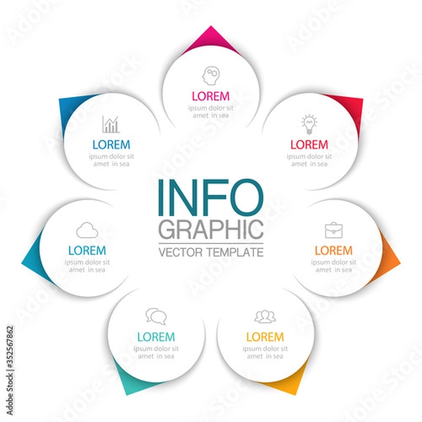 Fototapeta Vector iInfographic template for business, presentations, web design, 7 options.