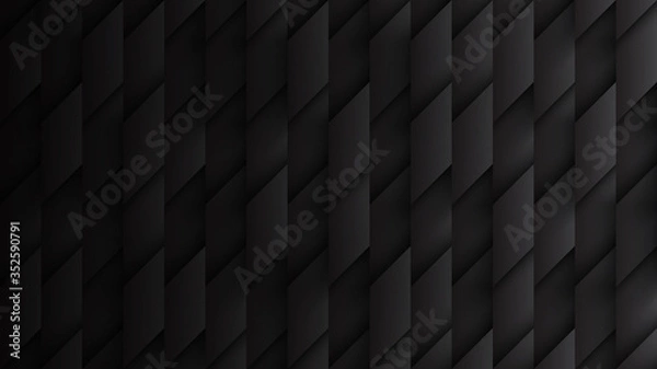 Fototapeta Parallelogram Blocks Conceptual Tech 3D Minimalist Black Abstract Background. Science Technology Three Dimensional Rhombus Structure Sci-Fi Dark Wallpaper. Clear Blank Subtle Textured Backdrop