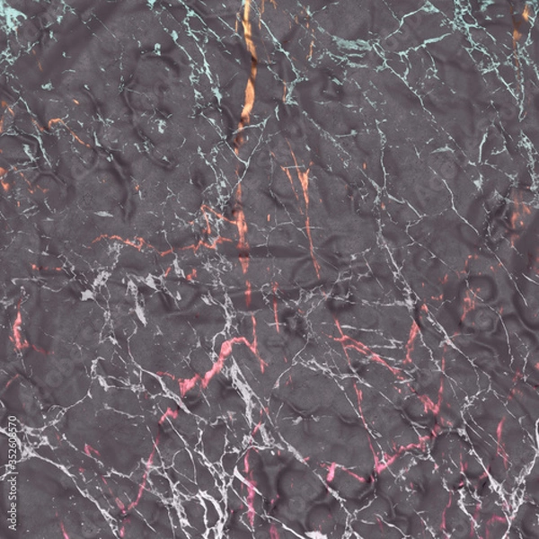 Fototapeta Fragment of multicolored marble for decoration. The texture for use in graphic and architectural project. Pattern of artificial stone for background. 3D illustration.